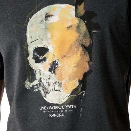 T-shirt en coton noir uni avec une coupe droite et un col rond - Image 7