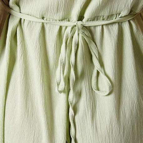 Robe courte vert d'eau imprimée avec une coupe droite col v et à manches courtes - Image 6