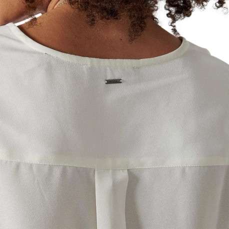 Chemisier blanc uni avec une coupe droite et un col v à manches courtes - Image 7