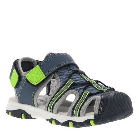 Sandales bleu jean et vert fluo avec 2 bandes auto-agrippantes - Image 3