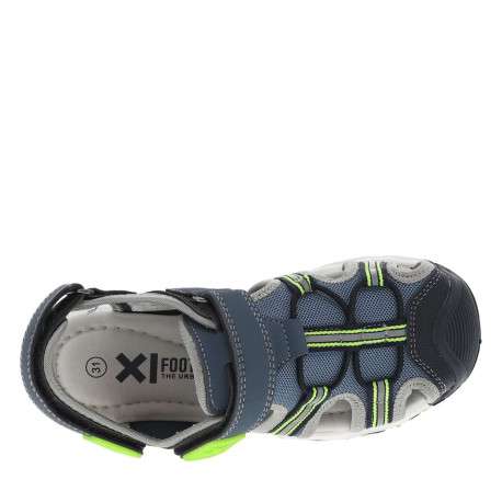 Sandales bleu jean et vert fluo avec 2 bandes auto-agrippantes - Image 4