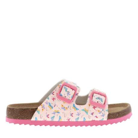 Mules roses avec 2 boucles à ardillon et un imprimé papillons - Image 2