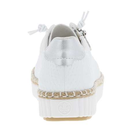 Baskets basses tennis blanches avec des lacets élastiqués et un zip latéral - Image 6