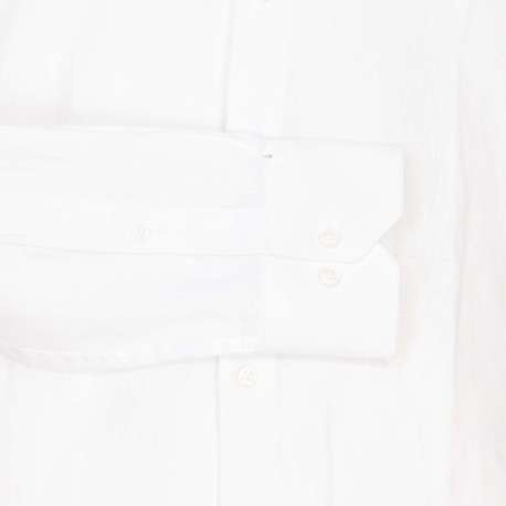 Chemise en lin et coton blanche unie avec une coupe ajustée et un col français - Image 4