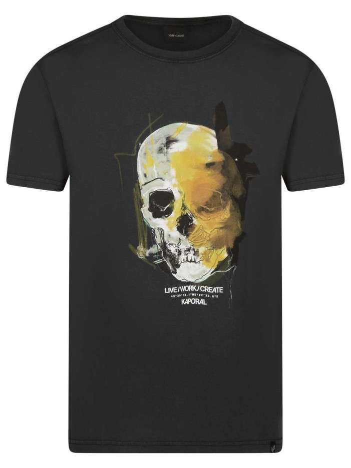 T-shirt en coton noir uni...