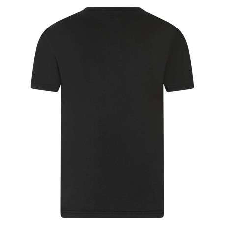 T-shirt en coton noir uni avec une coupe droite et un col rond - Image 2