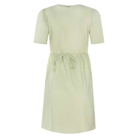 Robe courte vert d'eau imprimée avec une coupe droite col v et à manches courtes - Image 2