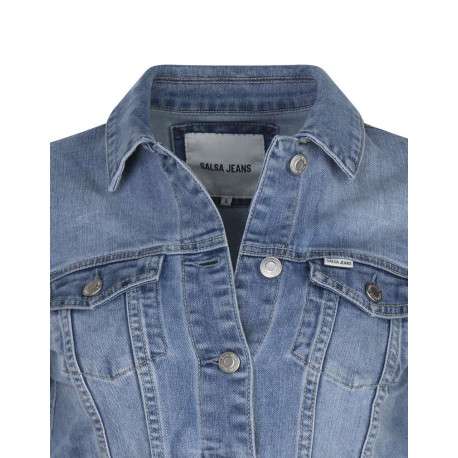 Veste en coton mélangé stone uni avec une coupe droite et un col français - Image 3