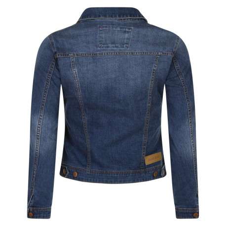 Veste en coton mélangé bleu uni avec un col français et une coupe droite - Image 2