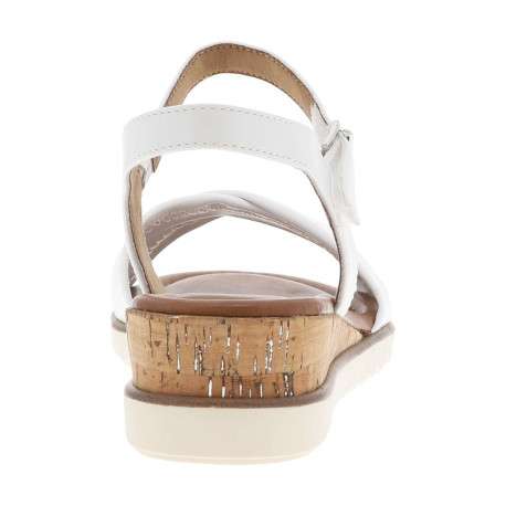 Nu-pieds blancs avec bande auto-agrippante et talon compensé bas en similicuir - Image 6