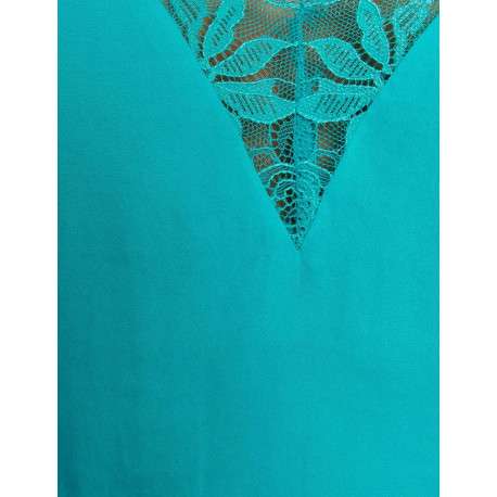Top sans manches turquoise en dentelle à coupe droite et col v - Image 4