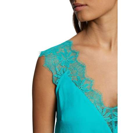 Top sans manches turquoise en dentelle à coupe droite et col v - Image 5