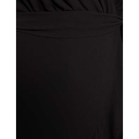 Robe courte sans manches noire unie avec une coupe ajustée et un col v - Image 3