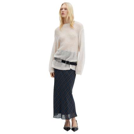 Pullover beige uni avec une coupe droite et des manches longues
