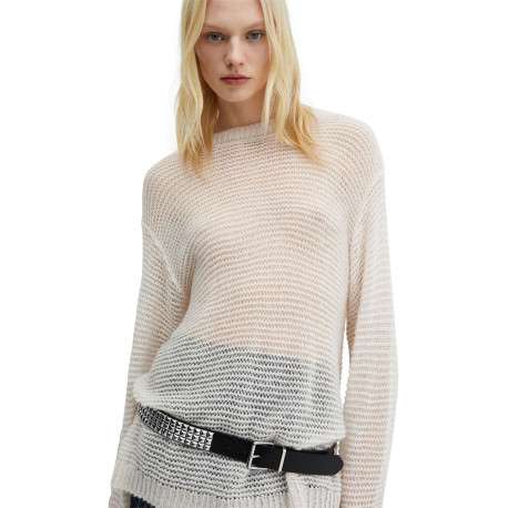 Pullover beige uni avec une coupe droite et des manches longues - Image 2