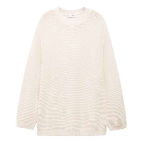 Pullover beige uni avec une coupe droite et des manches longues - Image 5