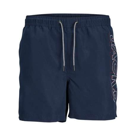 Short de bain marine uni avec une coupe regular fit et un cordon