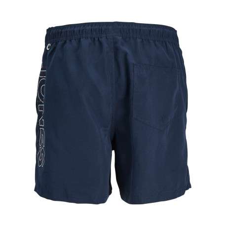 Short de bain marine uni avec une coupe regular fit et un cordon - Image 2