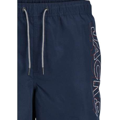 Short de bain marine uni avec une coupe regular fit et un cordon - Image 3