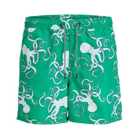 Short de bain vert coupe regular fit imprimé avec un cordon de serrage