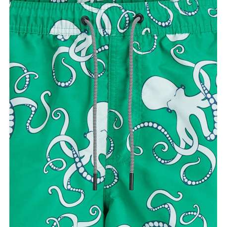 Short de bain vert coupe regular fit imprimé avec un cordon de serrage - Image 3