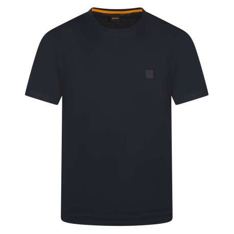 T-shirt homme marine uni avec une coupe droite et un col rond