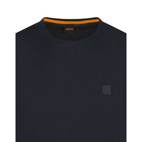 T-shirt homme marine uni avec une coupe droite et un col rond - Image 3