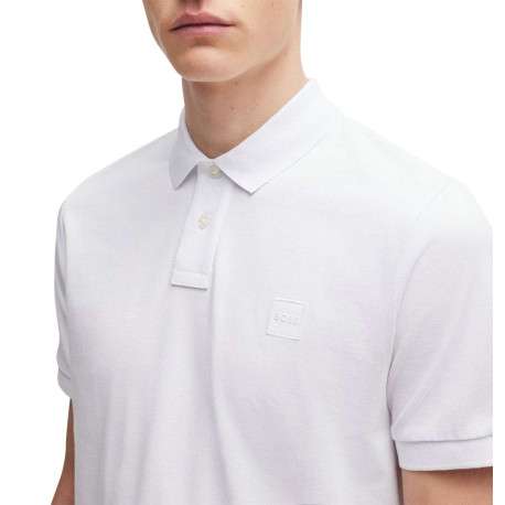 Polo en maille piquée blanc à coupe ajustée et à manches courtes avec logo - Image 4