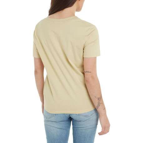 T-shirt en coton tilleul uni avec un col v et une coupe droite - Image 4