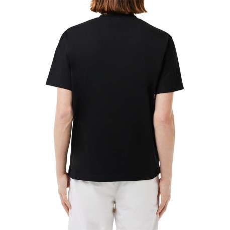 T-shirt en coton noir uni avec crocodile iconique et une coupe droite - Image 2