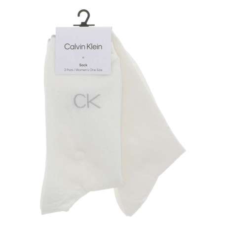 Lot de 2 paires de chaussettes hautes blanches pailletées avec logo gris