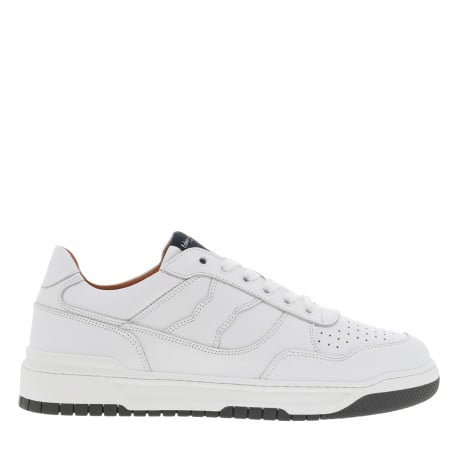 Baskets basses running en cuir blanches avec des lacets plats