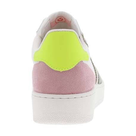 Baskets basses tennis en cuir blanches avec patchwork et lacets plats - Image 6