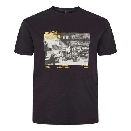 T-shirt en coton noir imprimé avec une coupe droite et un col rond