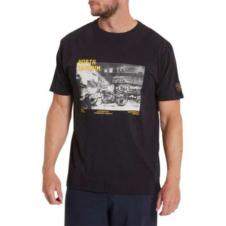 T-shirt en coton noir imprimé avec une coupe droite et un col rond - Image 2