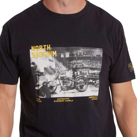 T-shirt en coton noir imprimé avec une coupe droite et un col rond - Image 3