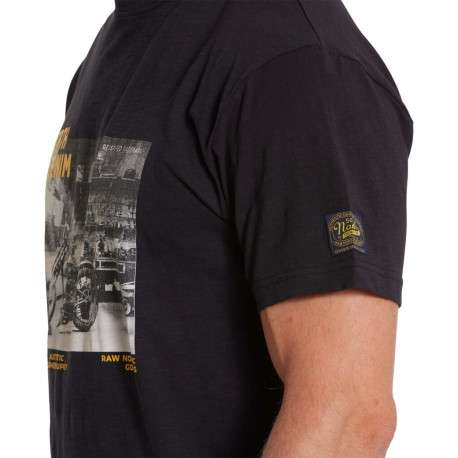 T-shirt en coton noir imprimé avec une coupe droite et un col rond - Image 4