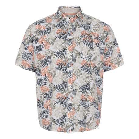 Chemise en partie en lin multicolore imprimée à coupe droite et un col français