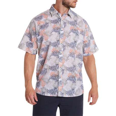 Chemise en partie en lin multicolore imprimée à coupe droite et un col français - Image 2