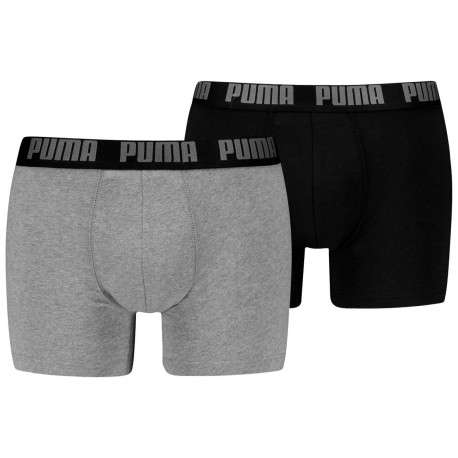 Lot de 2 boxers en coton noir et gris unis avec nom de la marque sur l'élastique