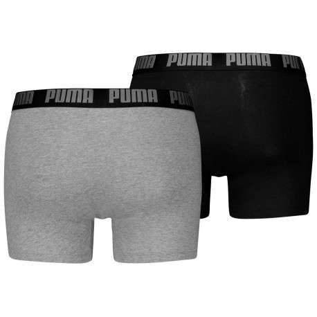 Lot de 2 boxers en coton noir et gris unis avec nom de la marque sur l'élastique - Image 2