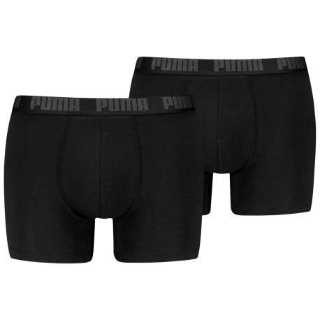Lot de 2 en coton boxers de couleur noir unis avec nom de la marque sur l'élastique