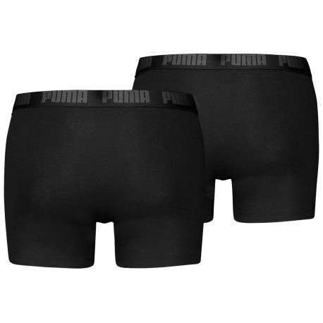 Lot de 2 en coton boxers de couleur noir unis avec nom de la marque sur l'élastique - Image 2