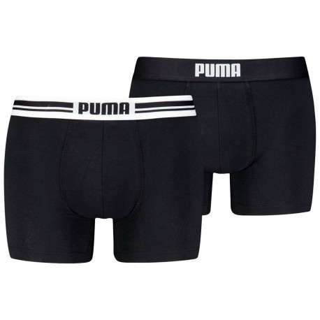 Lot de 2 boxers en coton noirs unis avec ceinture blanche et noire et logo