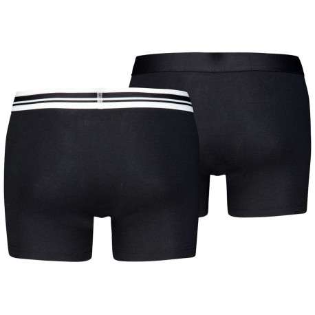 Lot de 2 boxers en coton noirs unis avec ceinture blanche et noire et logo - Image 2