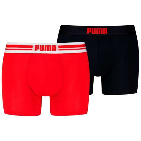 Lot de 2 boxers en coton rouge et noir unis avec nom de la marque