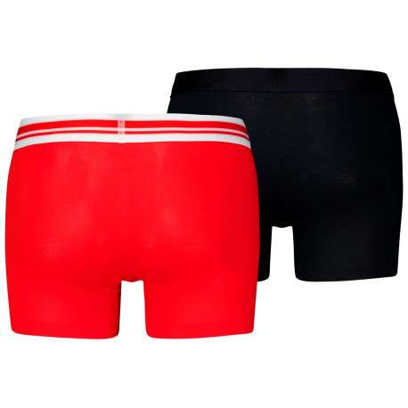 Lot de 2 boxers en coton rouge et noir unis avec nom de la marque - Image 2