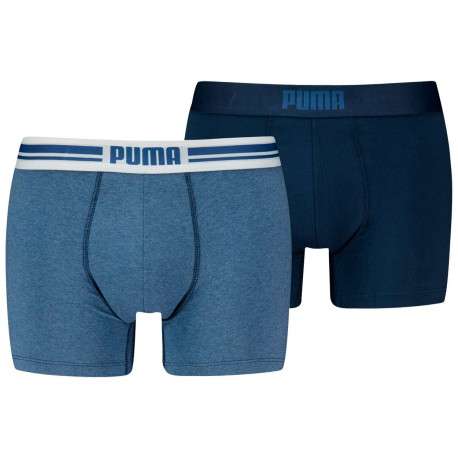 Lot de 2 boxers en coton bleu unis avec ceintures différentes et logo