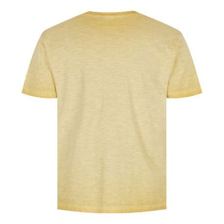 T-shirt en coton jaune effet chiné à col rond coupe droite avec logo - Image 2