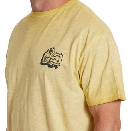 T-shirt en coton jaune effet chiné à col rond coupe droite avec logo - Image 3